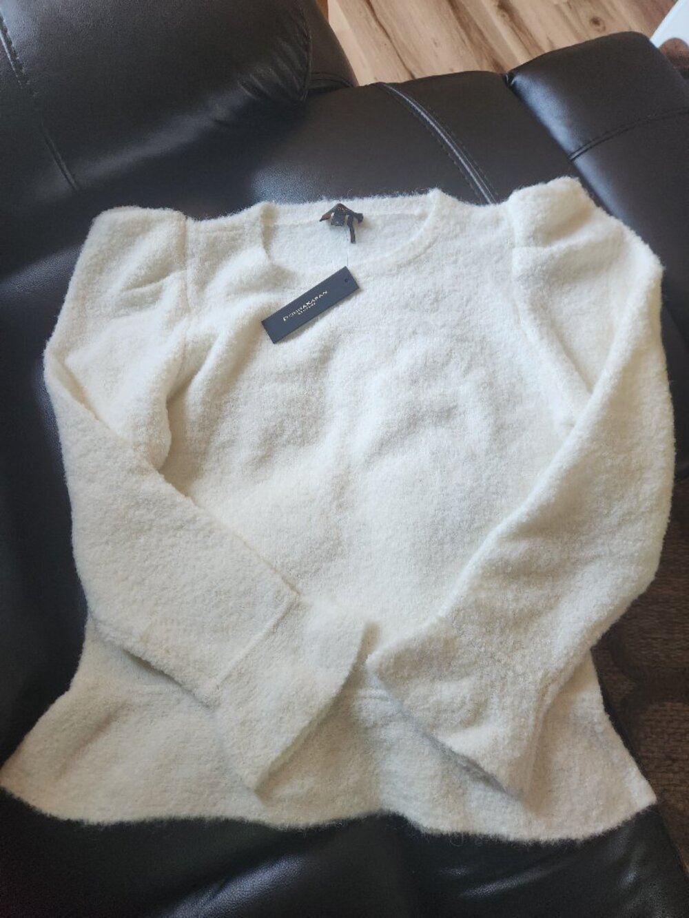 Donna Karan..... Cream colored Puff Sleeve Sweater